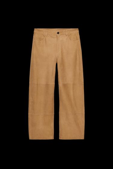 ZW COLLECTION LIMITED EDITION LEATHER TROUSERS - Mid-camel by Zara - Image 0