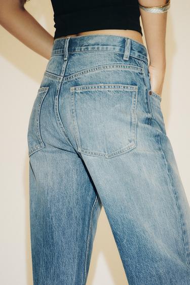 Zara TRF HIGH WAIST WIDE LEG FULL LENGTH JEANS - Blue
