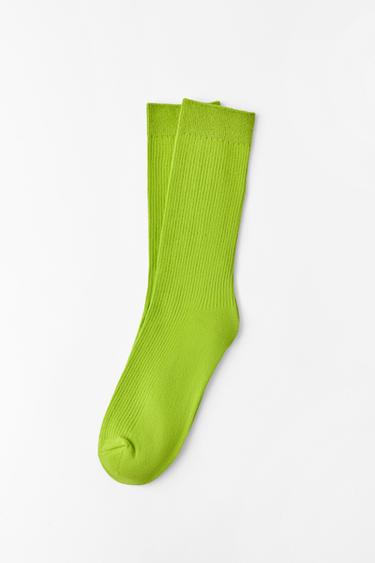 BASIS-SOCKEN MIT MIKRO-RIPPENMUSTER - Limettengrün von Zara