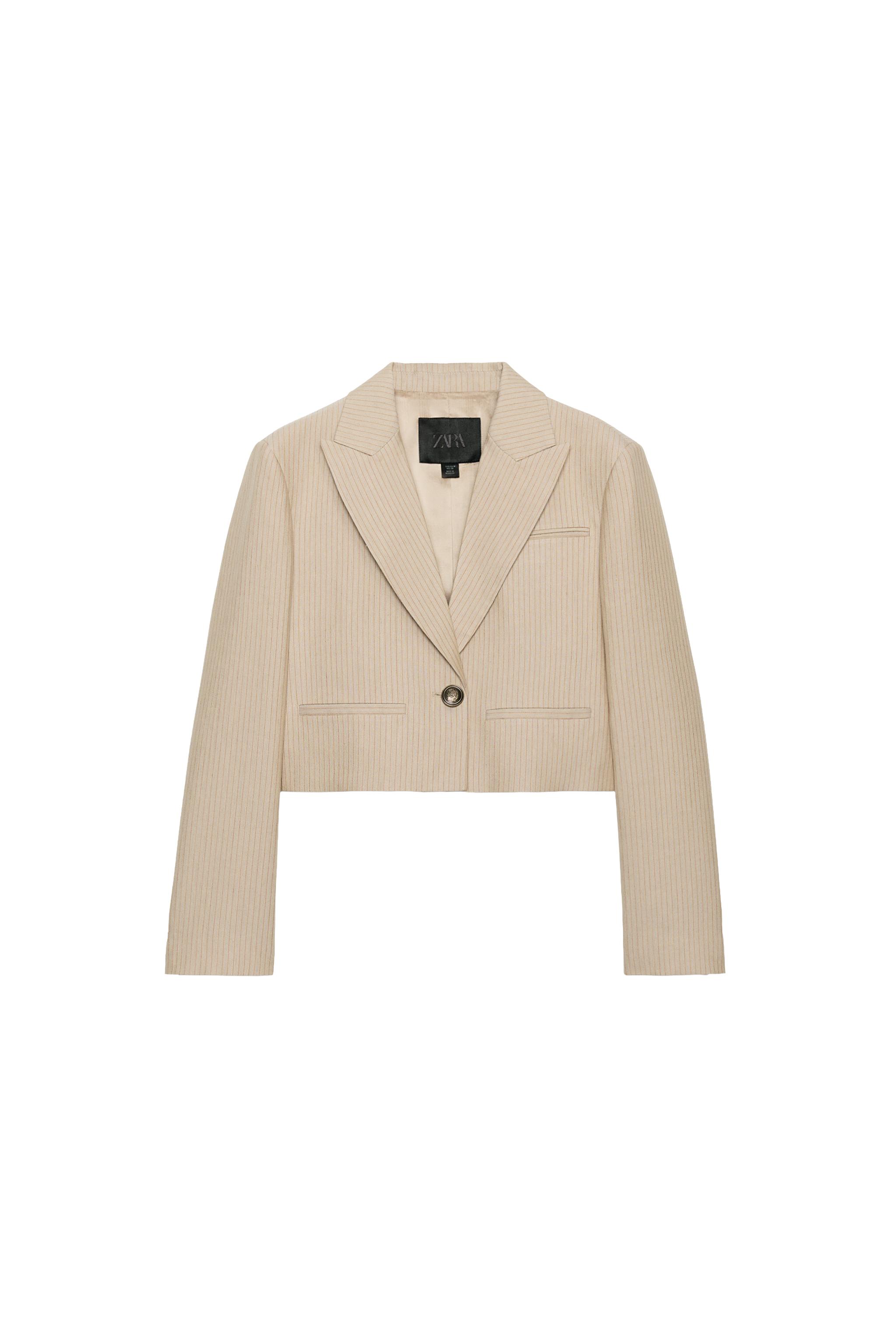 ZW COLLECTION STRIPED CROPPED BLAZER
