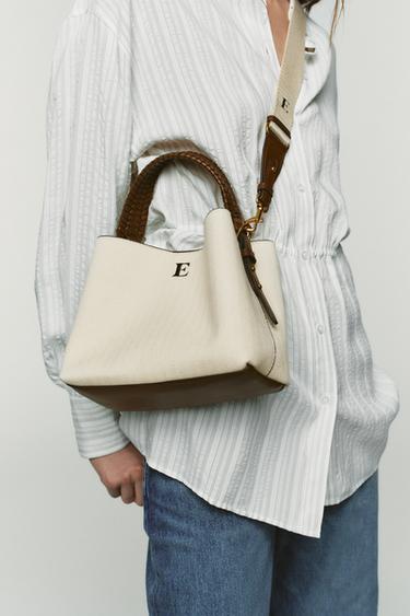 BRAIDED HANDLE CANVAS BUCKET BAG - Light beige by Zara