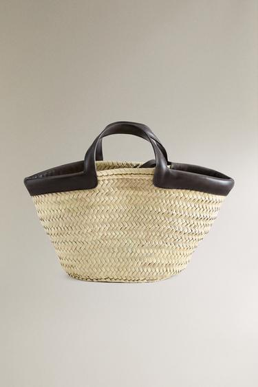 MINI TOTE BAG WITH LEATHER DETAIL - Brown by Zara