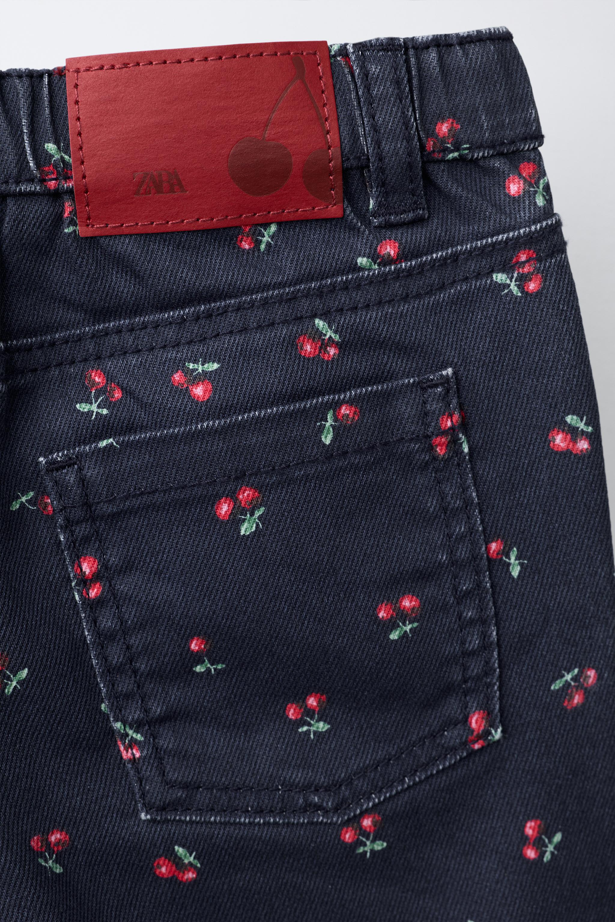Детские джинсы Zara CHERRY PRINT TWILL CULOTTES — фото 5