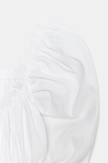 HAUT À PLIS ET MANCHES BOUFFANTES - Blanc de Zara - Image 5