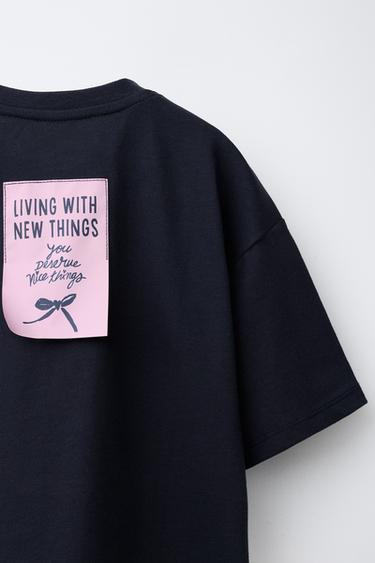 PRINTED T-SHIRT WITH BOW - Black by Zara - Image 3