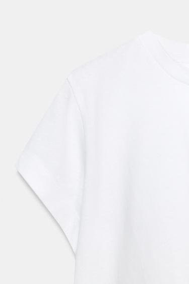 T-SHIRT ASYMÉTRIQUE À MANCHES COURTES - Blanc de Zara - Image 6