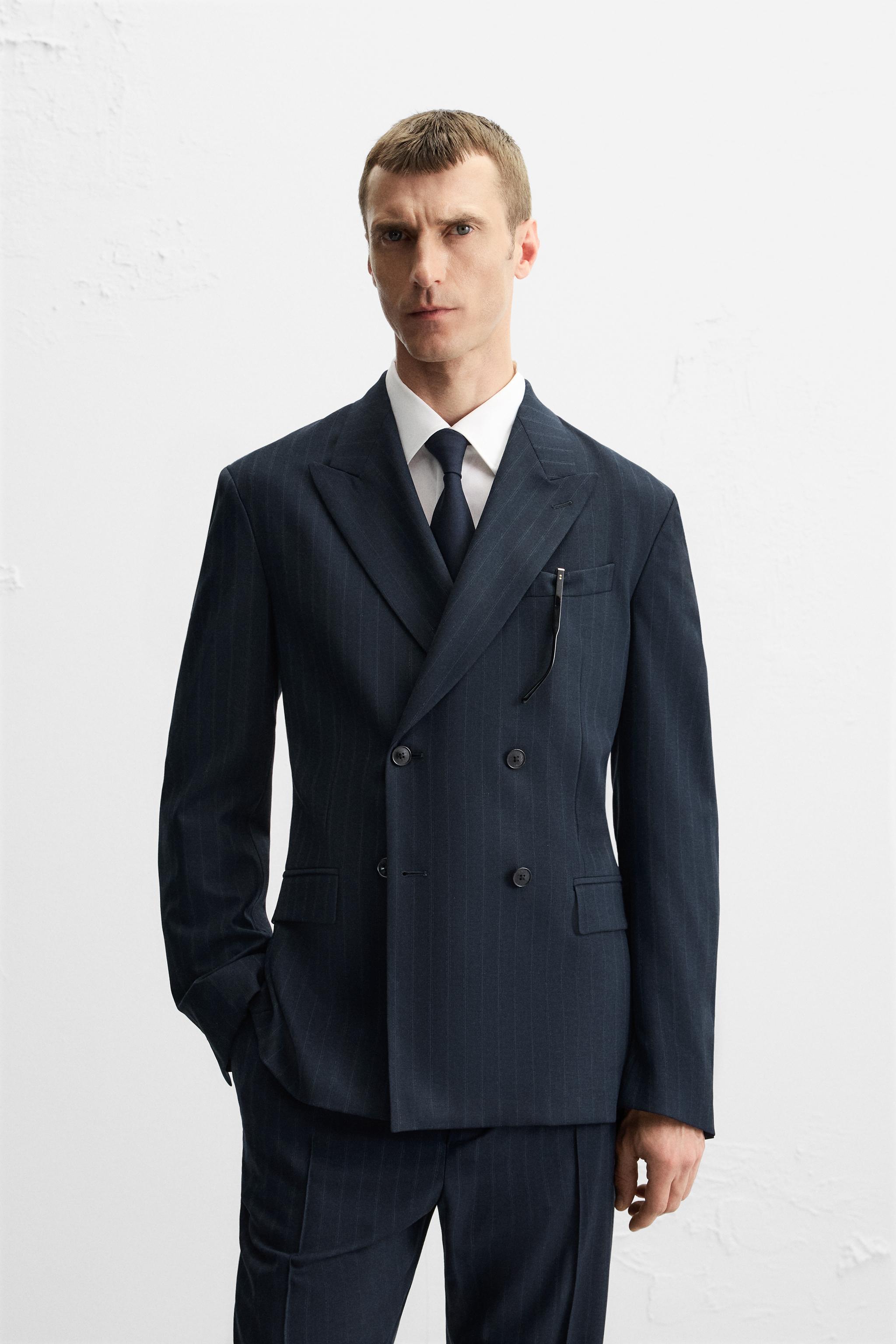 ZARA ストライプスーツ 116cm 新品 ピンストライプ スーツ ブレザー - ネイビーブルー | ZARA Japan