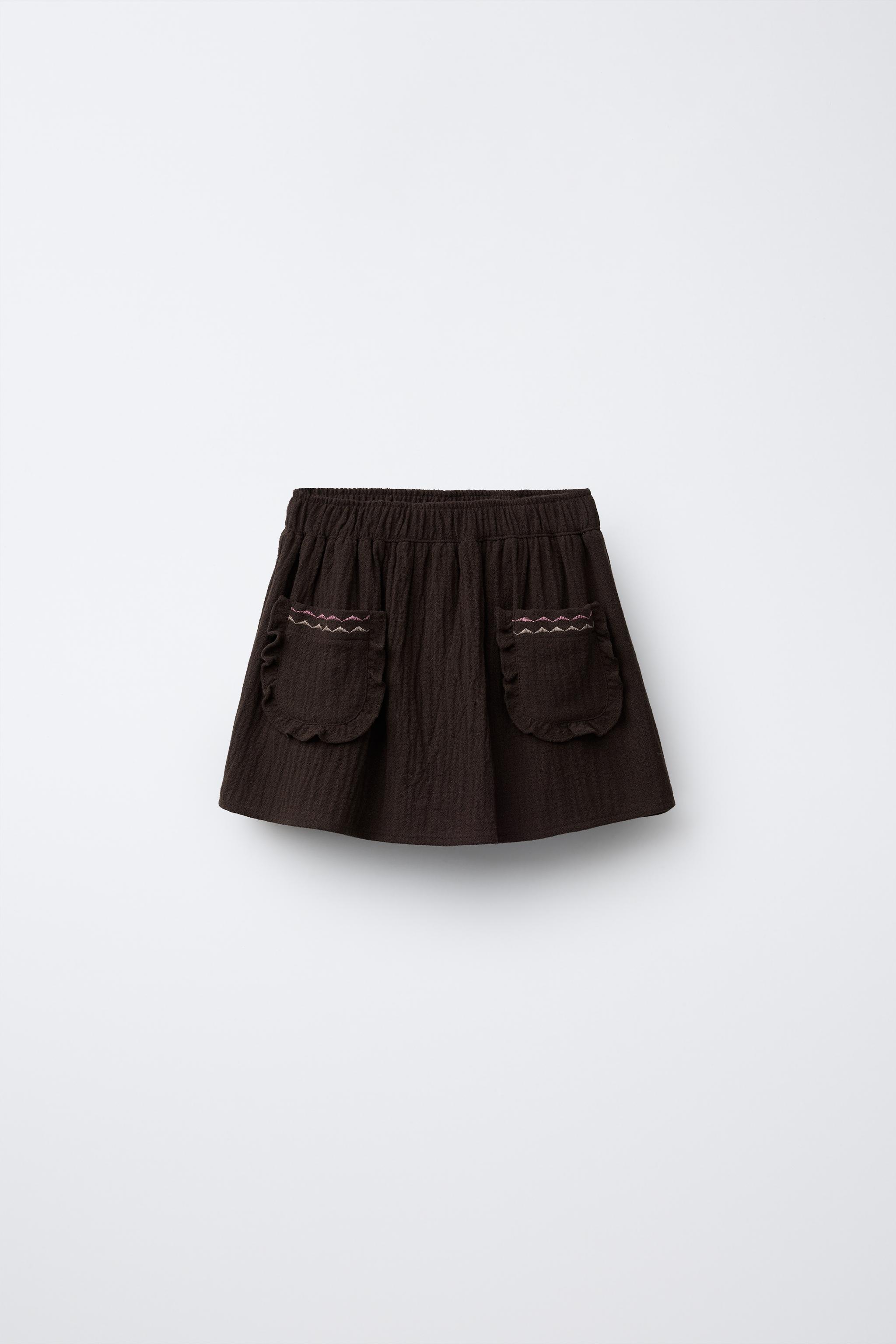 フリルポケット付きバミューダスコート - ブラウン | ZARA Japan