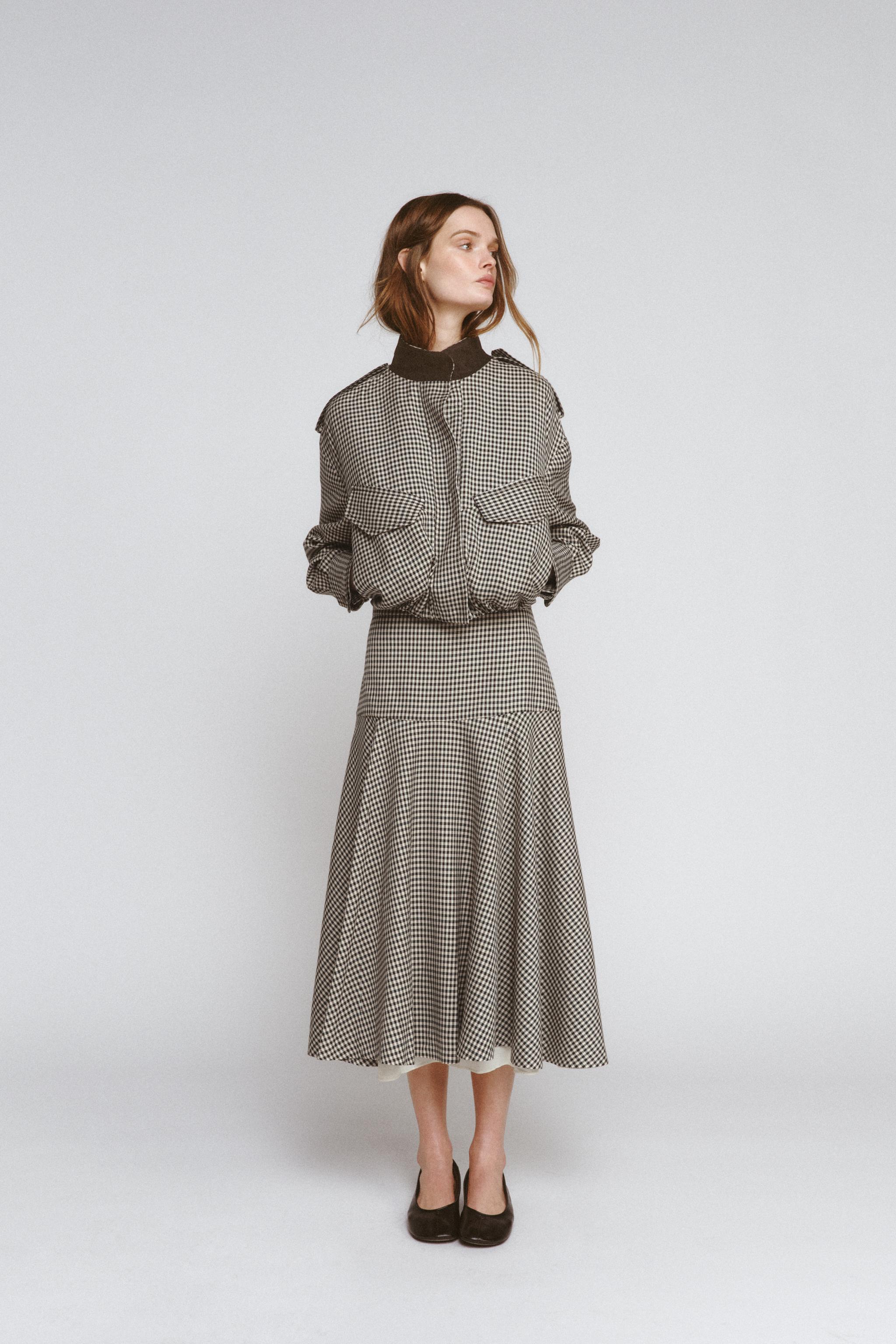 CHECKED ZW COLLECTION BOMBER JACKET - Brown | ZARA United States