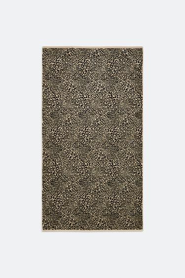 ASCIUGAMANO MARE VELOUR STAMPA ANIMALIER - Sabbia / Nero di Zara