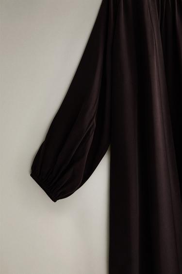 BROWN SILK DRESSING GOWN - Dark brown by Zara - Image 2