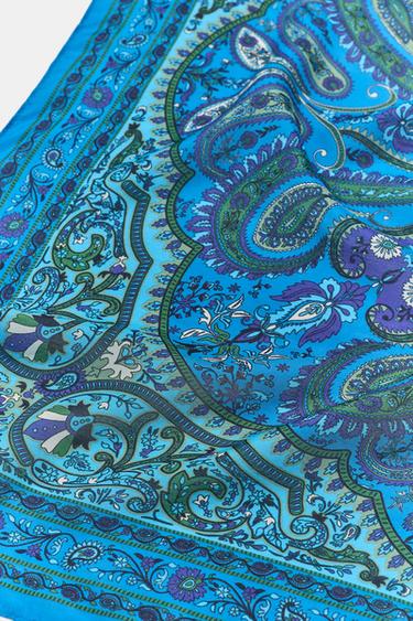 PAISLEY PRINT MODAL SILK BANDANA - Blue by Zara - Image 2