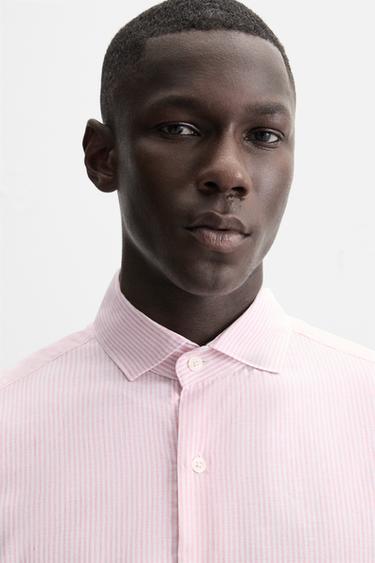 COTTON/LYOCELL SHIRT - Pale pink by Zara - Image 4