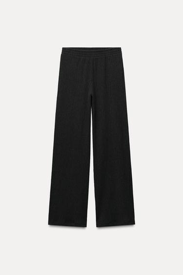 TEXTURED WIDE-LEG TROUSERS - Charcoal grey by Zara - Image 1