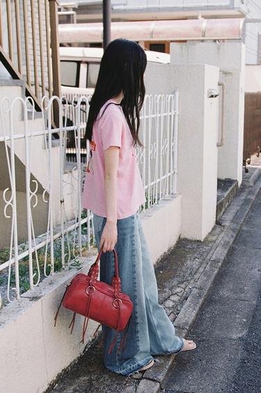 CRACKLED EFFECT BOWLING BAG - Red by Zara
