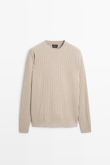 Jersey punto canalé 100% algodón - Verdoso de Zara
