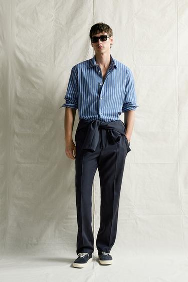 CAMISA RELAXED FIT RAIAS - Índigo claro de Zara - Imaxe 0