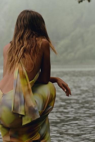 ROBE MIDI HALTER TULLE IMPRIMÉ - Multicolore de Zara - Image 3