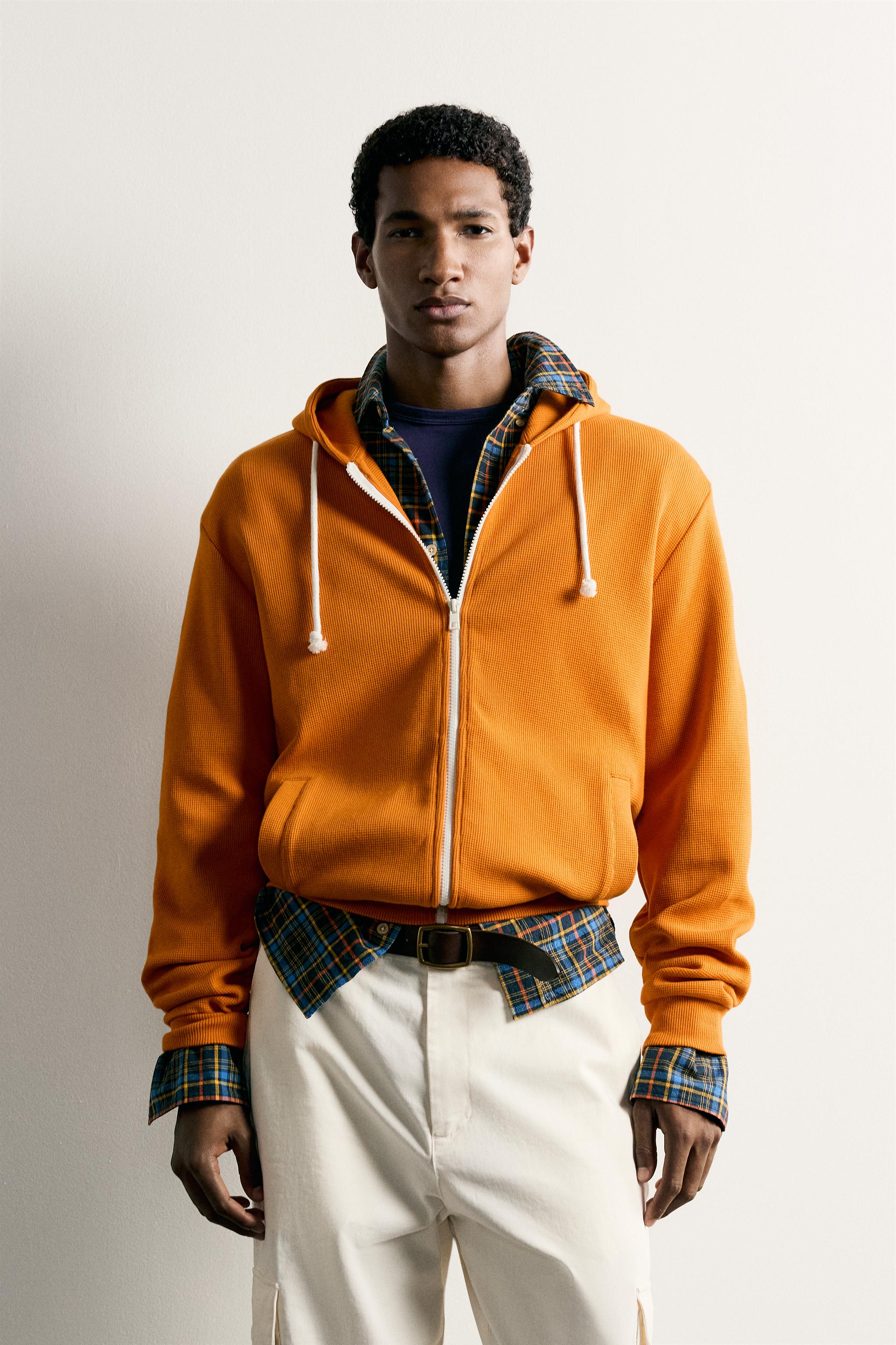 WAFFLE HOODED ZIP SWEATSHIRT