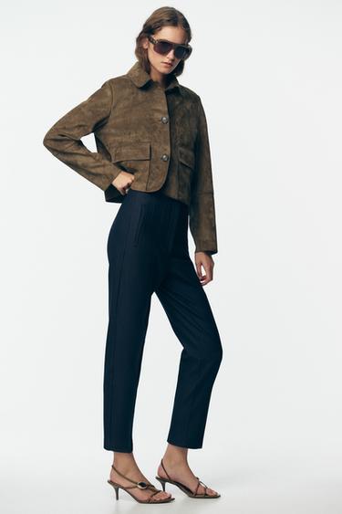 HIGH-WAIST TROUSERS - Navy blue by Zara