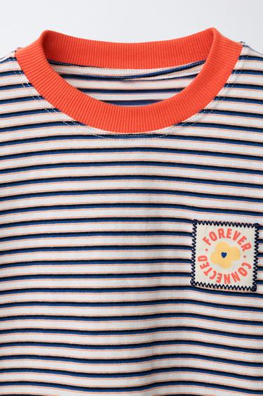 STRIPED T-SHIRT WITH LABEL - 013 by Zara - Image 2