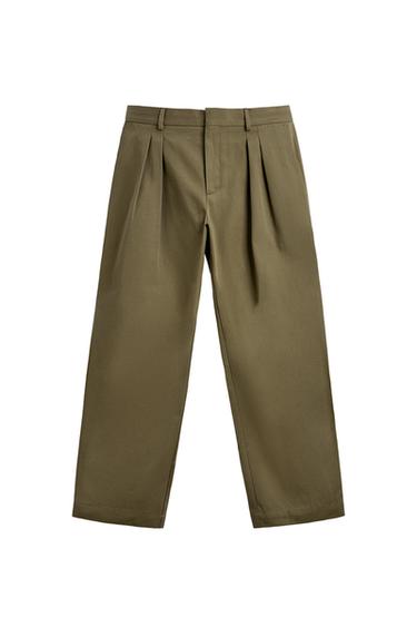 AARON LEVINE X ZARA プリーツチノパンツカーキZaraのAARON LEVINE X ZARA プリーツチノパンツ - カーキ 