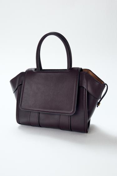 CITY BAG WITH FLAP - Burgundy Red by Zara