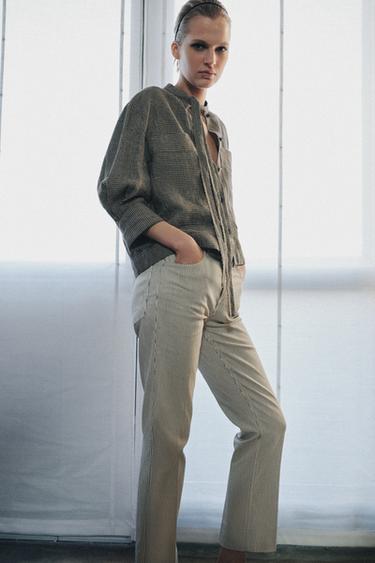 JEAN ZW COLLECTION BOOTCUT CROPPED FLARE TAILLE NORMALE - Écru / Chiné de Zara - Image 4