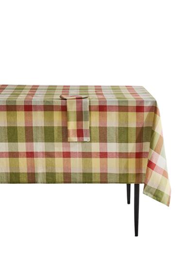 CHECK COTTON TABLECLOTH - أخضر الخاص بـ Zara