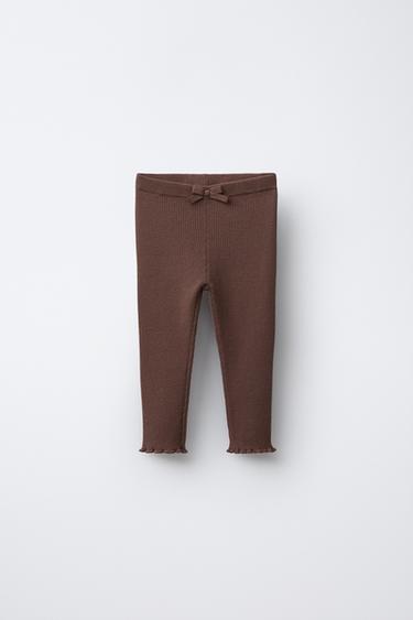 KNIT LEGGINGS WITH BOW - Chocolate by Zara