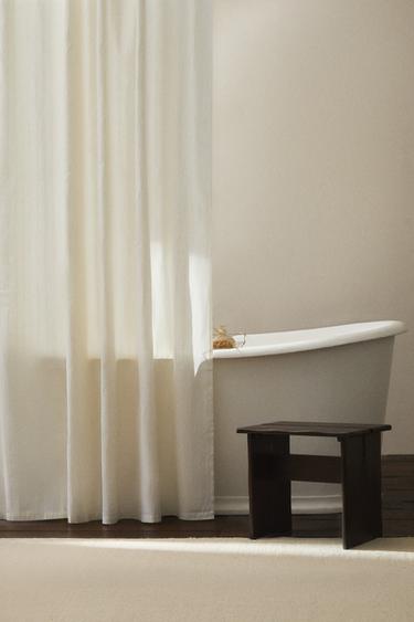 JACQUARD LINEN SHOWER CURTAIN - Ivory by Zara
