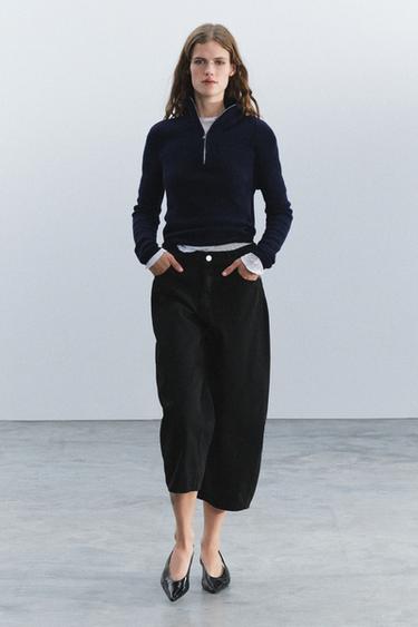 JEANS ZW COLLECTION CAPRI BALÃO CINTURA MÉDIA - Preto da Zara