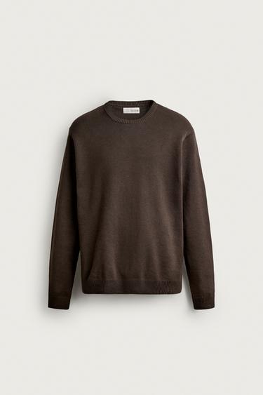 TEXTURED COTTON JUMPER - Chocolate by Zara