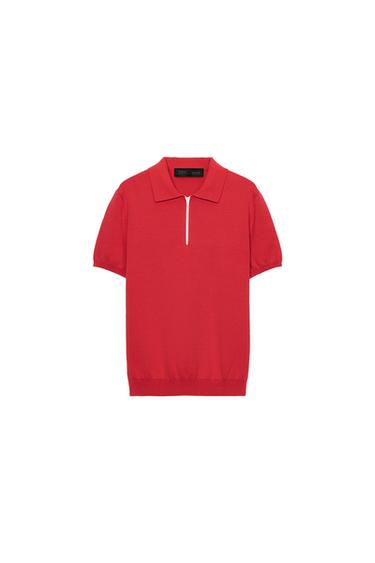 POLO PUNTO CREMALLERA - Rojo de Zara