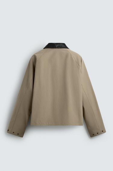 CONTRAST COLLAR OVERSHIRT - Dark camel by Zara - Image 6