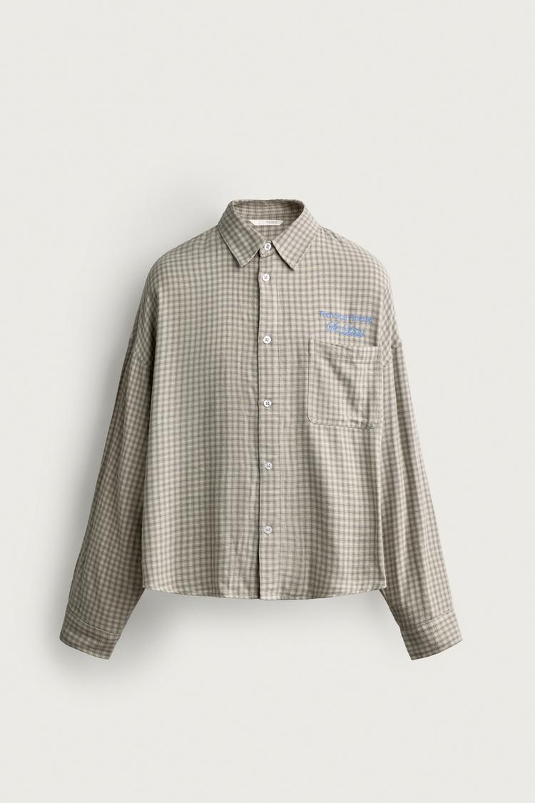 Camisa cuadros bordados combinados