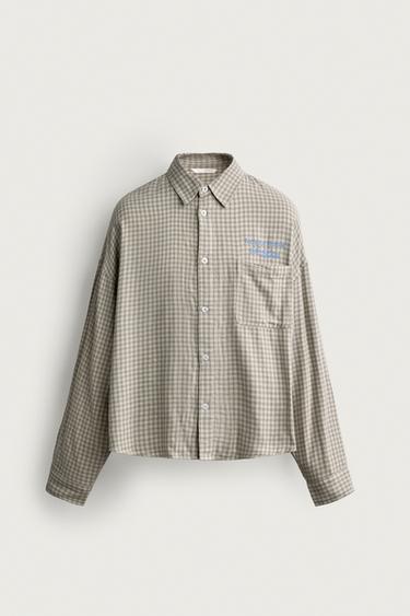 EMBROIDERED PLAID SHIRT — Gray / Blue 1