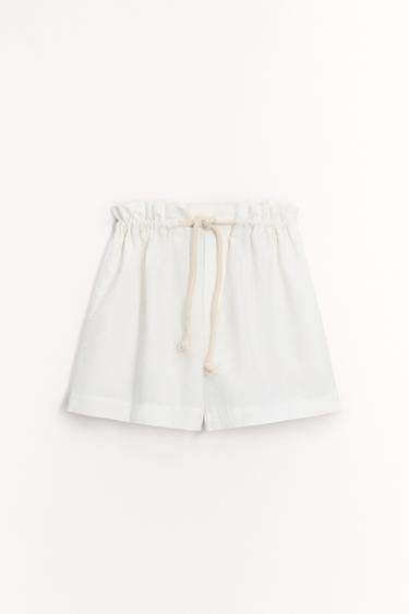 BERMUDA AVEC LIN COLLECTION ZW - Blanc de Zara