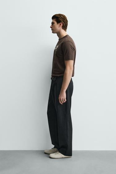 T-SHIRT À INSCRIPTION BRODÉE - Marron de Zara - Image 3