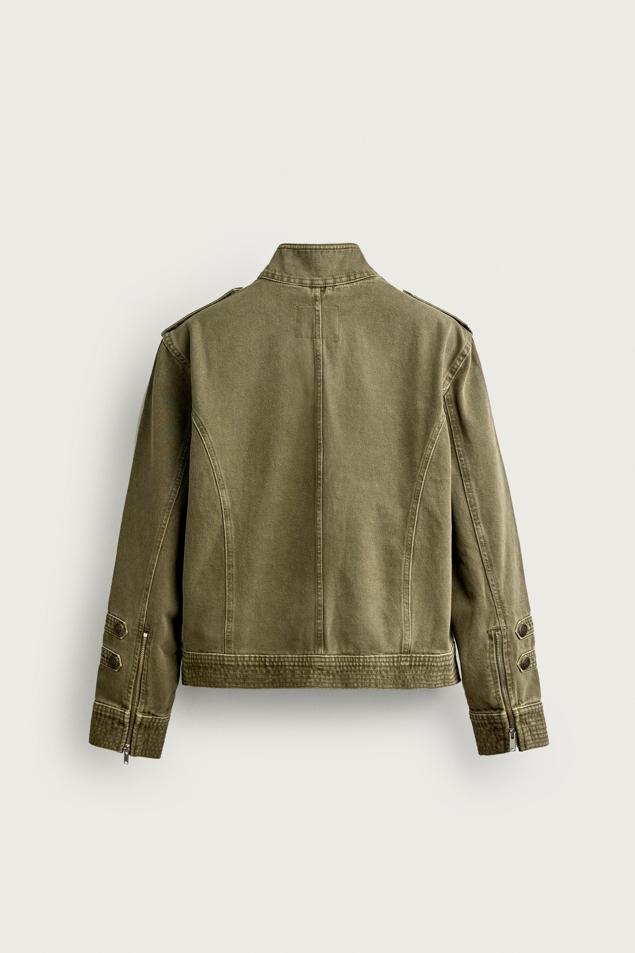 Мужские куртки Zara CROPPED FIT BUTTON-DETAIL DENIM JACKET — фото 8