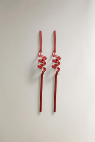 PACK OF CHILDREN'S COLOURED TRITAN™ SPIRAL STRAW (PACK OF 2) - Червоний Zara - Зображення 0