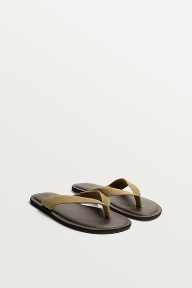 Zara KOŽNE SANDALE SA KAIŠEVIMA – Bež