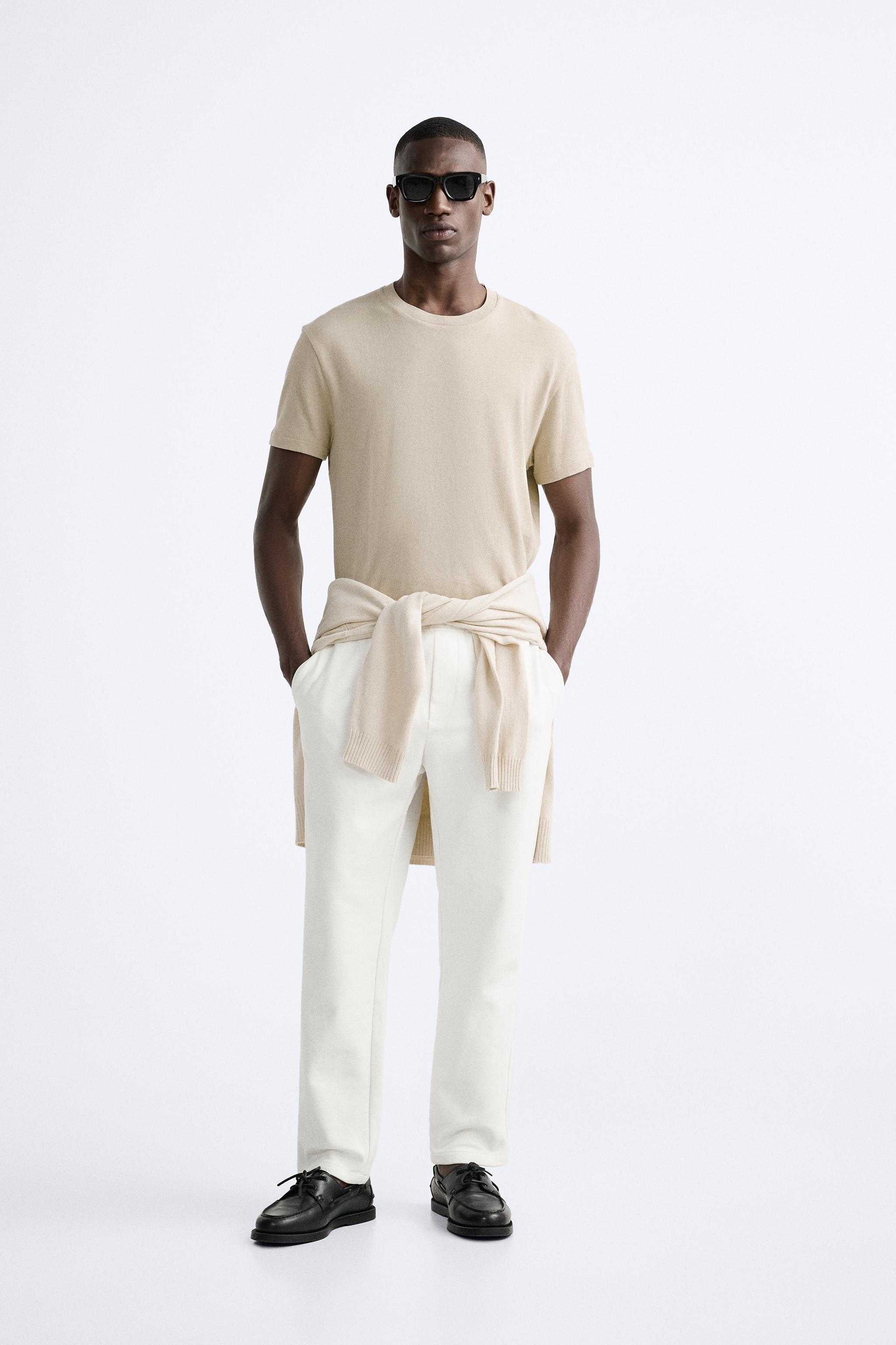 COMFORT FIT JOGGER WAIST TROUSERS Oyster white ZARA United Kingdom