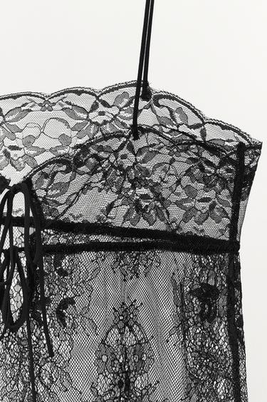 LACE STRAPPY TOP WITH TIES - Black by Zara - Image 8
