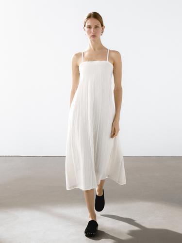 Zara Textured double fabric midi dress - White - Image 0