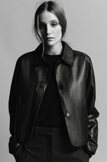 MINIMAL LEATHER JACKET ZW COLLECTION LIMITED EDITION - Brown by Zara - Image 1