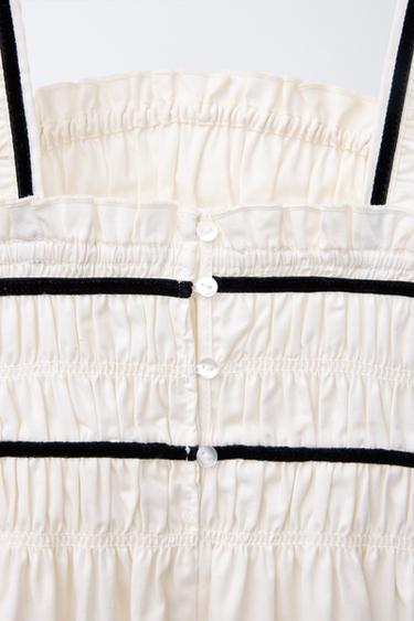 DRESS WITH BOWS AND CONTRAST TRIMS - Ecru / Black by Zara - Image 3