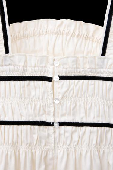 DRESS WITH BOWS AND CONTRAST TRIMS - Ecru / Black by Zara