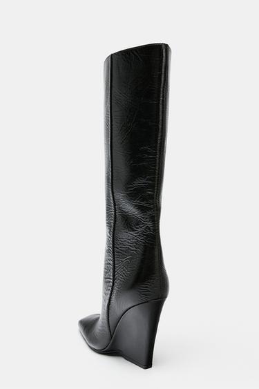 BOTTES À TALONS COMPENSÉS EFFET - Vert kaki foncé de Zara - Image 5