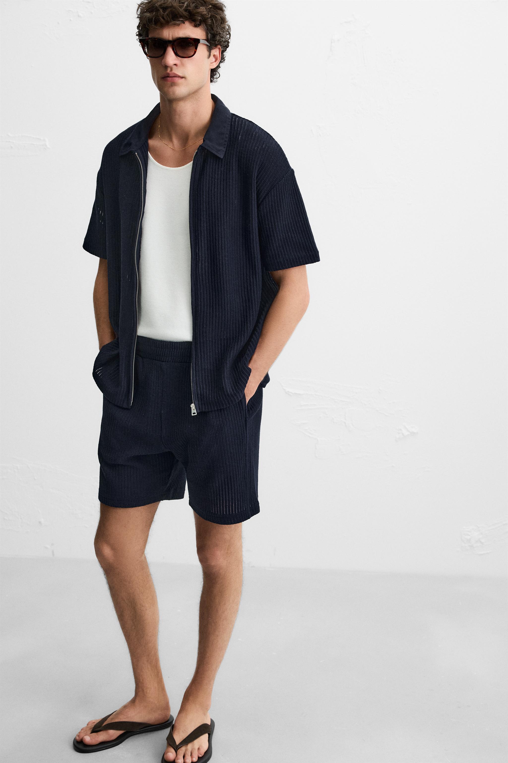 ★XTONZ★ XTK148 Weekend Round Short Sleeve Knit NAVY Short-sleeve cotton jumper st ecru navy - Comptoir des